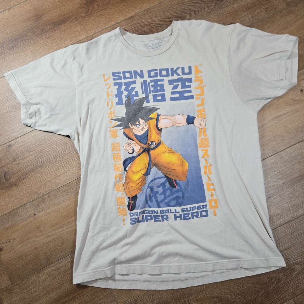 Dragon Ball Z Goku Kanji T Shirt Mens L Anime Super Hero Toei Streetwear Graphic